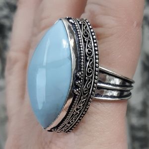 New Owyhee Opal 925 Silver Ring.